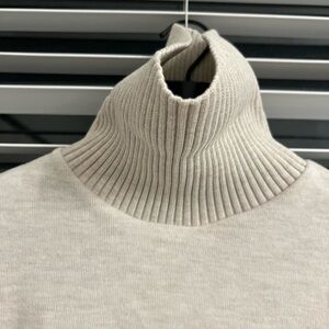 Zara Cream Ribbed Turtleneck Top